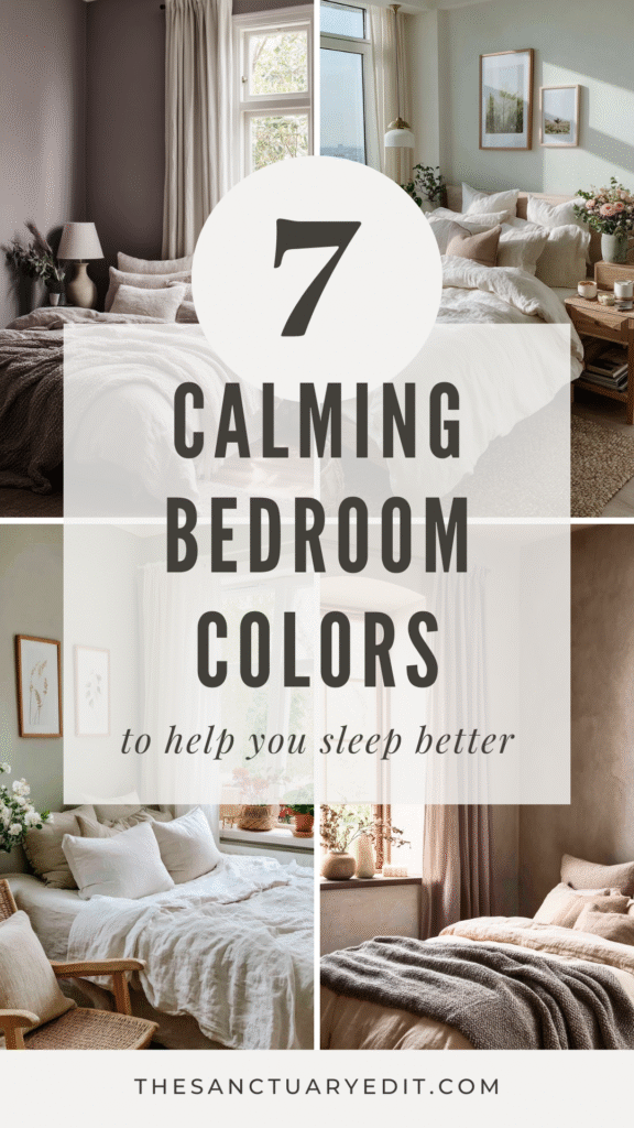 7 calming bedroom colors to enhance sleep quality, featuring serene, neutral-toned room inspirations.