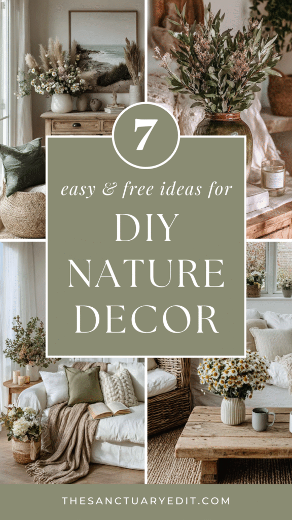 diy-nature-decor-ideas 7 easy DIY nature decor ideas for a cozy home; rustic and natural simplicity.