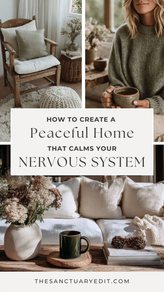peaceful-home-nervous-system-regulation Cozy home with soothing decor, emphasizing a peaceful atmosphere to calm the nervous system.
