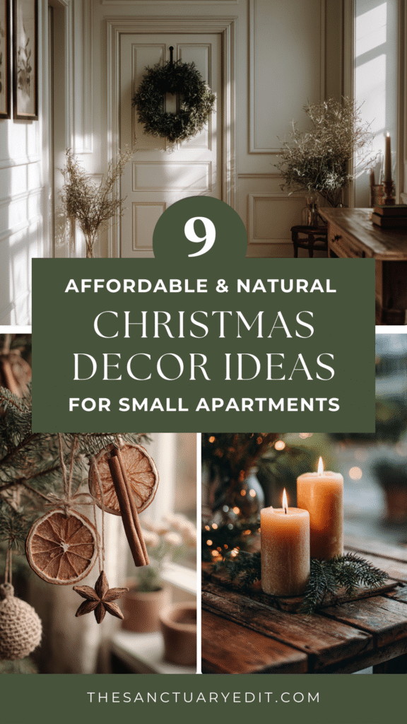 small-apartment-christmas-decor-ideas 9 Affordable Natural Christmas Decor Ideas for Small Apartments with Candles and Greenery.