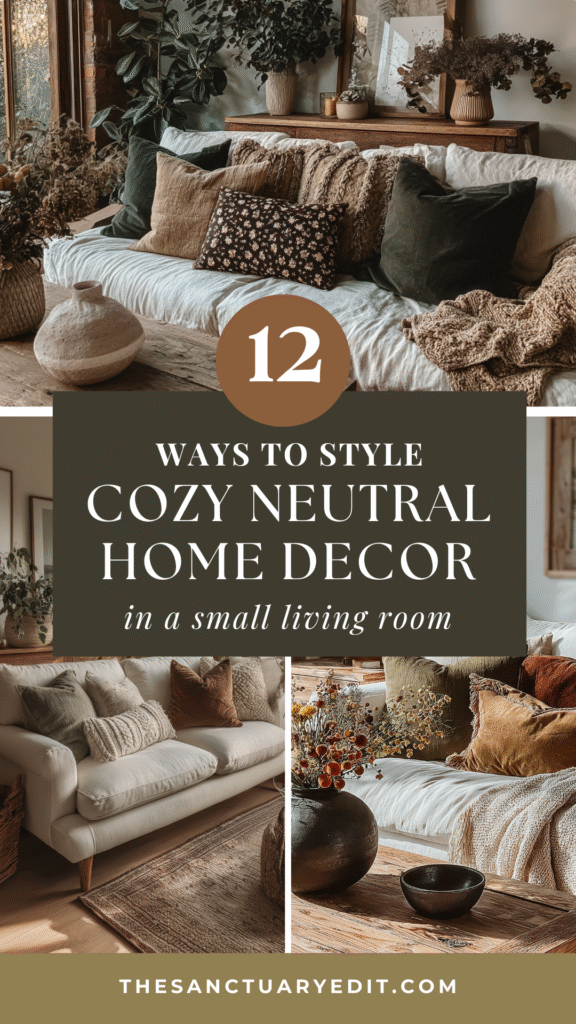 12 cozy neutral home decor ideas for styling small living rooms with natural elements and textures.